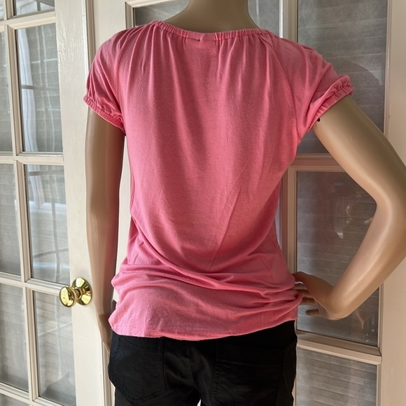 Cute Boho, pink peasant, style, top with buttons - Picture 3 of 6